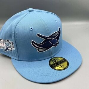 Tampa Bay Rays Hat Men‎ 7 5/8 Blue Pink 59Fifty New Era Fitted Cap New